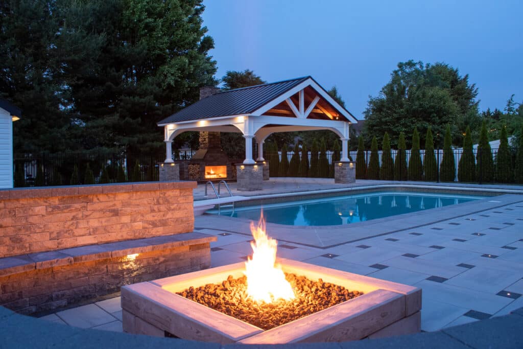 a swimming pool and pavilion installation in pa