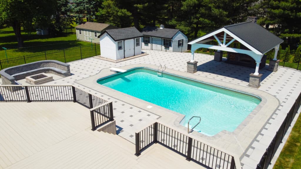 a swimming pool and pavilion installation in pennsylvania